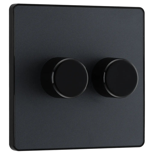 BG Electrical Evolve Matt Grey - Double, 2 way push 200W