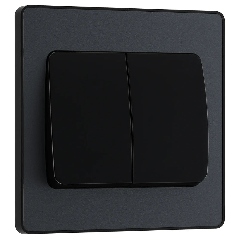 BG Electrical Evolve Matt Grey - Double, 2 way switch, wide rocker
