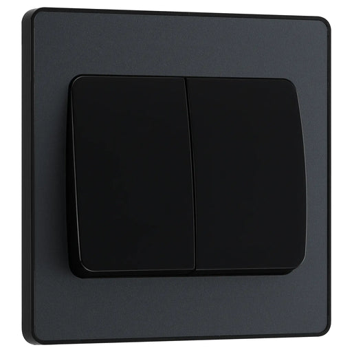 BG Electrical Evolve Matt Grey - Double, 2 way switch, wide rocker