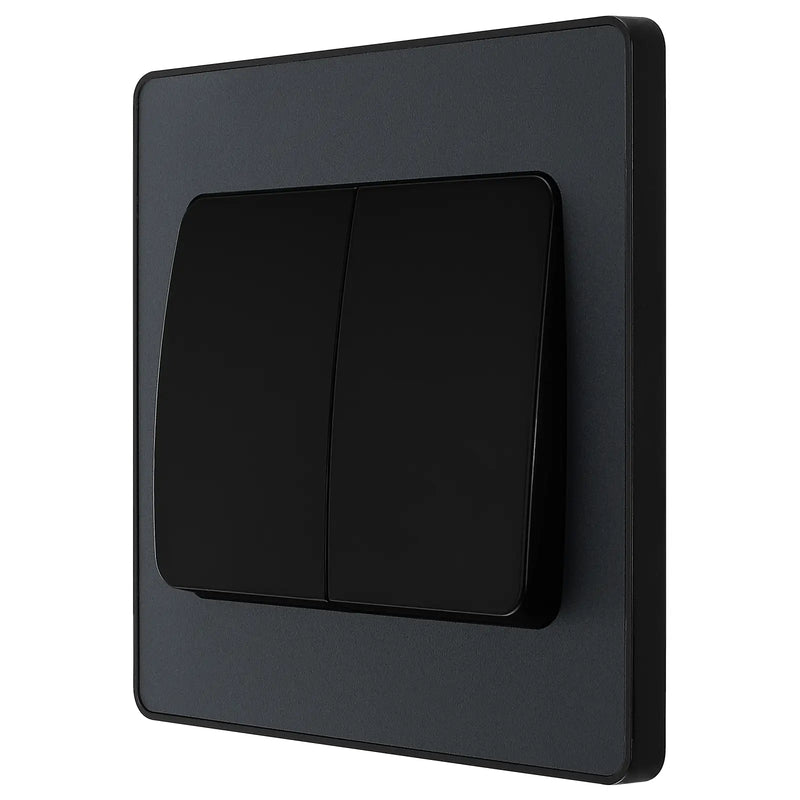 BG Electrical Evolve Matt Grey - Double, 2 way switch, wide rocker