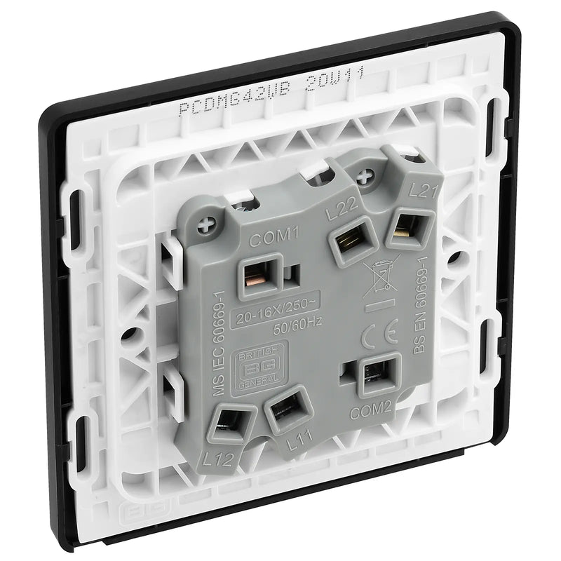 BG Electrical Evolve Matt Grey - Double, 2 way switch, wide rocker
