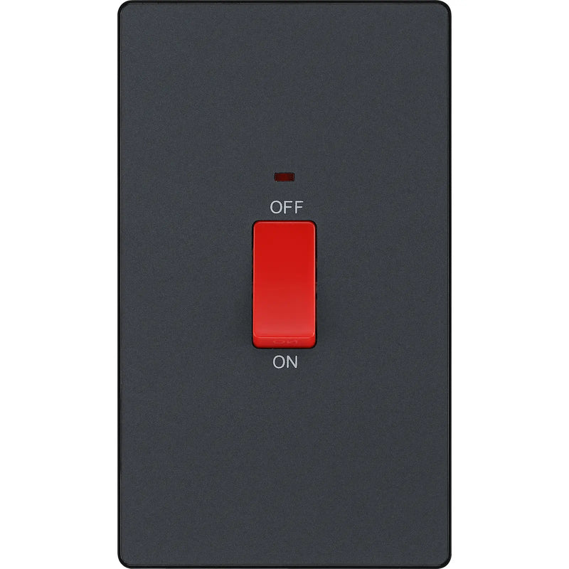 BG Electrical Evolve Matt Grey - 45A, double pole, large plate, with indicator