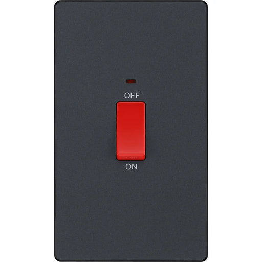 BG Electrical Evolve Matt Grey - 45A, double pole, large plate, with indicator