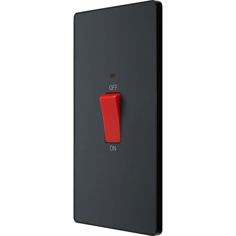 BG Electrical Evolve Matt Grey - 45A, double pole, large plate, with indicator