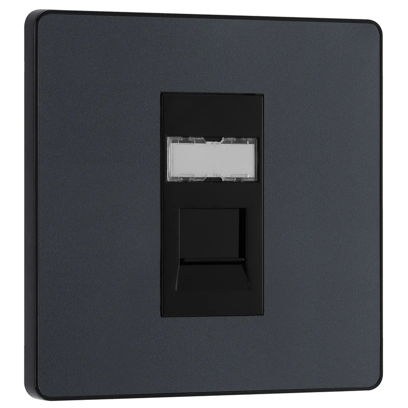BG Electrical Evolve Matt Grey - Single, RJ45 telephone socket