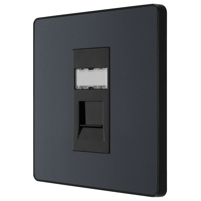 BG Electrical Evolve Matt Grey - Single, RJ45 telephone socket