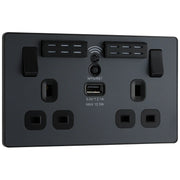 BG Electrical Evolve Matt Grey - Double, switched, single pole, WiFi Extender + USB A