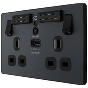 BG Electrical Evolve Matt Grey - Double, switched, single pole, WiFi Extender + USB A