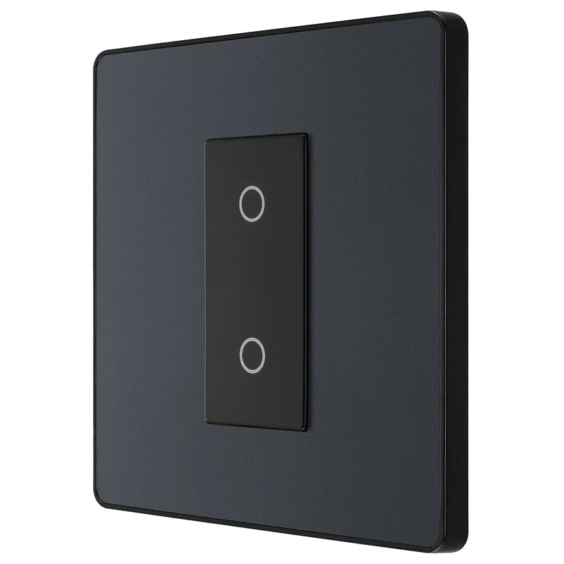 BG Electrical Evolve Matt Grey - Single, 2 way touch, 200W, secondary