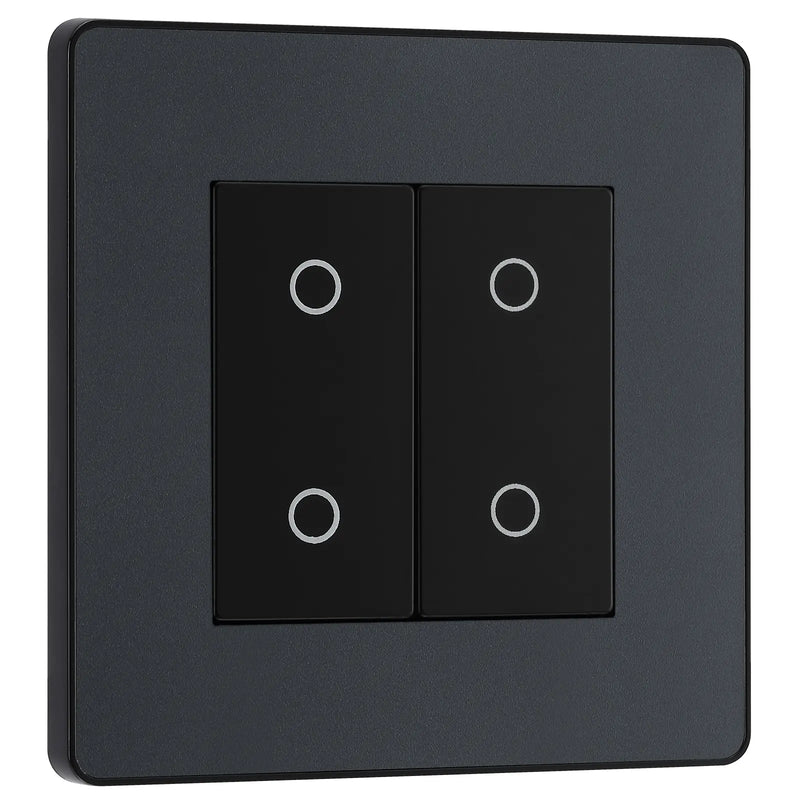 BG Electrical Evolve Matt Grey - Double, 2 way touch, 200W, secondary