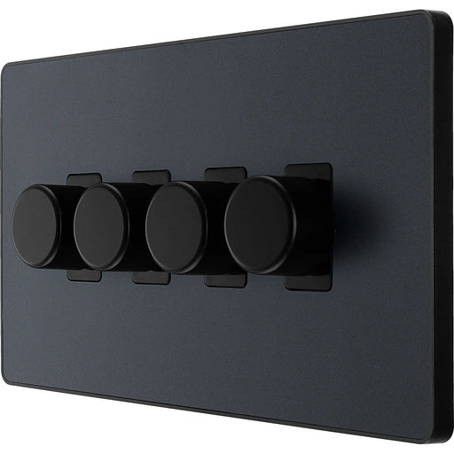 BG Electrical Evolve Matt Grey - Quadruple, 2 way push 200W