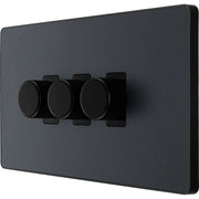 BG Electrical Evolve Matt Grey - Triple, 2 way push 200W