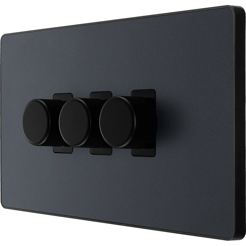 BG Electrical Evolve Matt Grey - Triple, 2 way push 200W