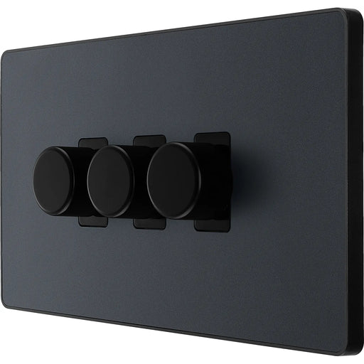 BG Electrical Evolve Matt Grey - Triple, 2 way push 200W