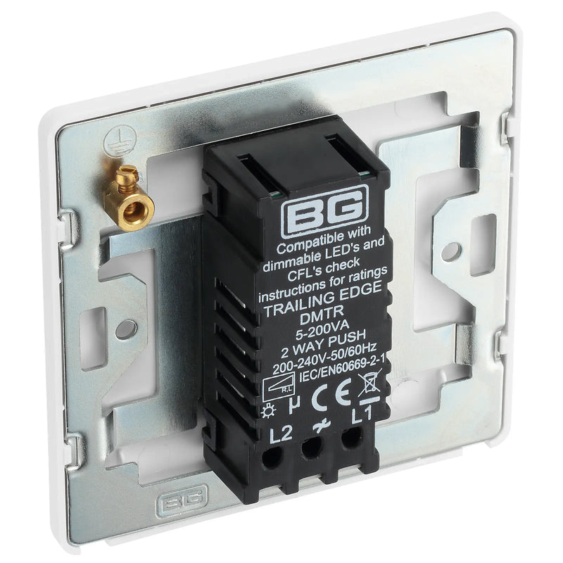 BG Electrical Evolve Pearlescent White - Single, 2 way push 200W
