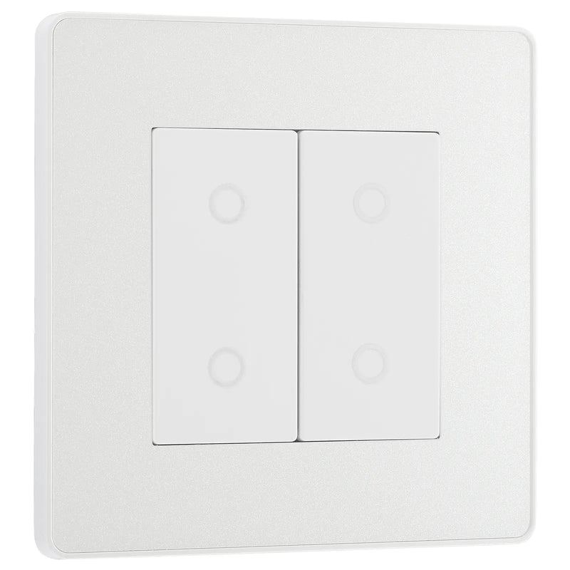 BG Electrical Evolve Pearlescent White - Double, 2 way touch, 200W, master