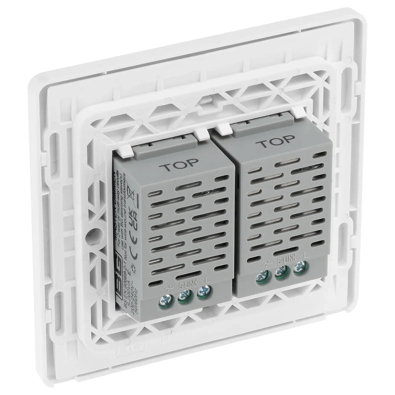 BG Electrical Evolve Pearlescent White - Double, 2 way touch, 200W, master