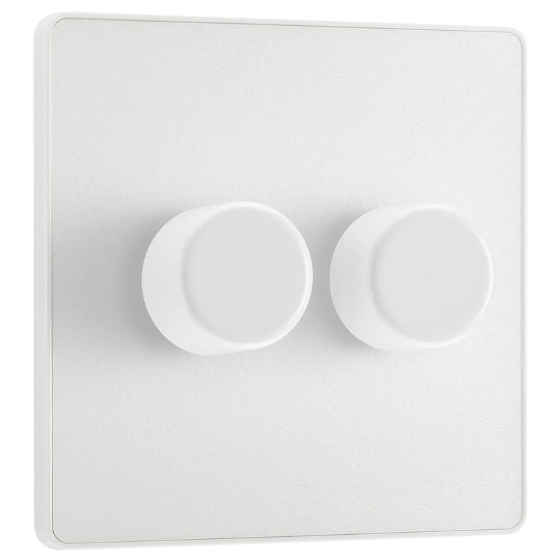 BG Electrical Evolve Pearlescent White - Double, 2 way push 200W