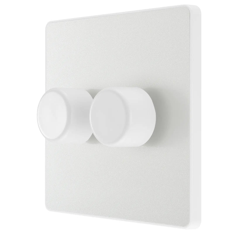 BG Electrical Evolve Pearlescent White - Double, 2 way push 200W
