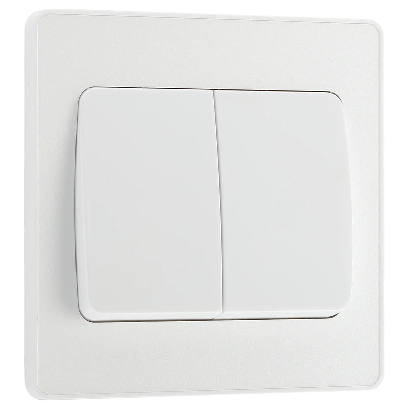 BG Electrical Evolve Pearlescent White - Double, 2 way switch, wide rocker