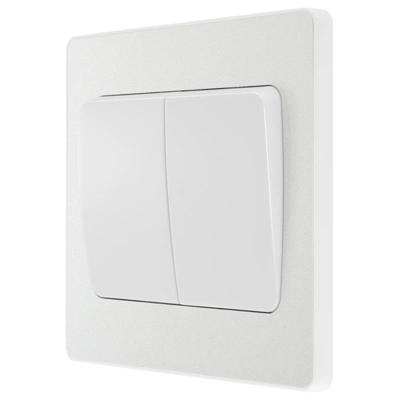 BG Electrical Evolve Pearlescent White - Double, 2 way switch, wide rocker