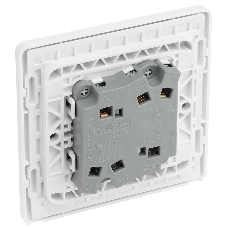 BG Electrical Evolve Pearlescent White - Double, 2 way switch, wide rocker