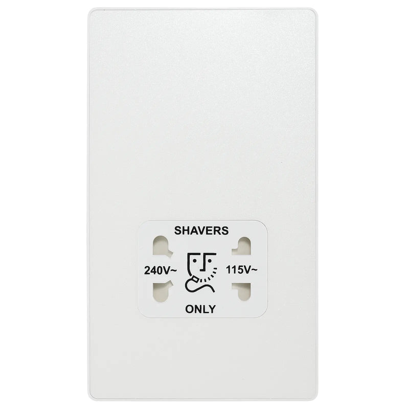 BG Electrical Evolve Pearlescent White - 115/240V dual voltage shaver socket