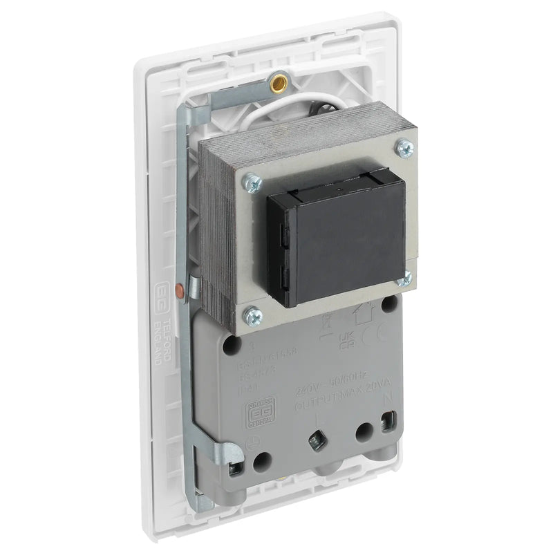 BG Electrical Evolve Pearlescent White - 115/240V dual voltage shaver socket