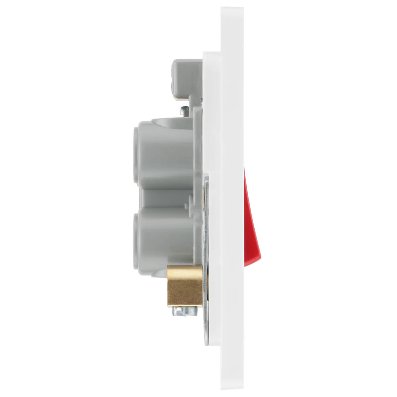 BG Electrical Evolve Pearlescent White - 45A, double pole, single plate, with indicator