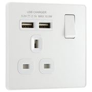 BG Electrical Evolve Pearlescent White - Single, switched, single pole, with 2 x USB A