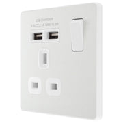 BG Electrical Evolve Pearlescent White - Single, switched, single pole, with 2 x USB A