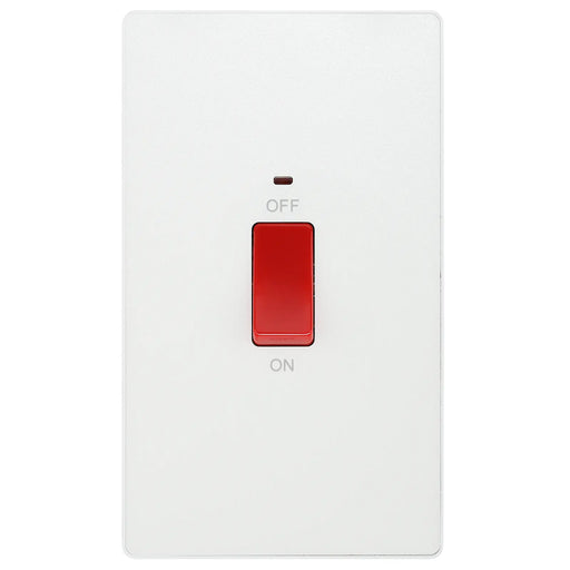BG Electrical Evolve Pearlescent White - 45A, double pole, large plate, with indicator