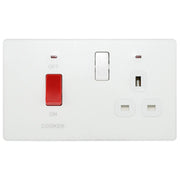 BG Electrical Evolve Pearlescent White - 45A, double pole, with switched socket and indicators