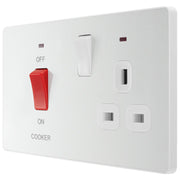 BG Electrical Evolve Pearlescent White - 45A, double pole, with switched socket and indicators
