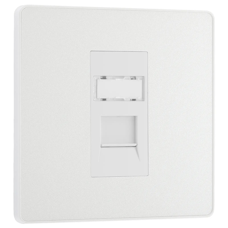 BG Electrical Evolve Pearlescent White - Single, RJ45 telephone socket