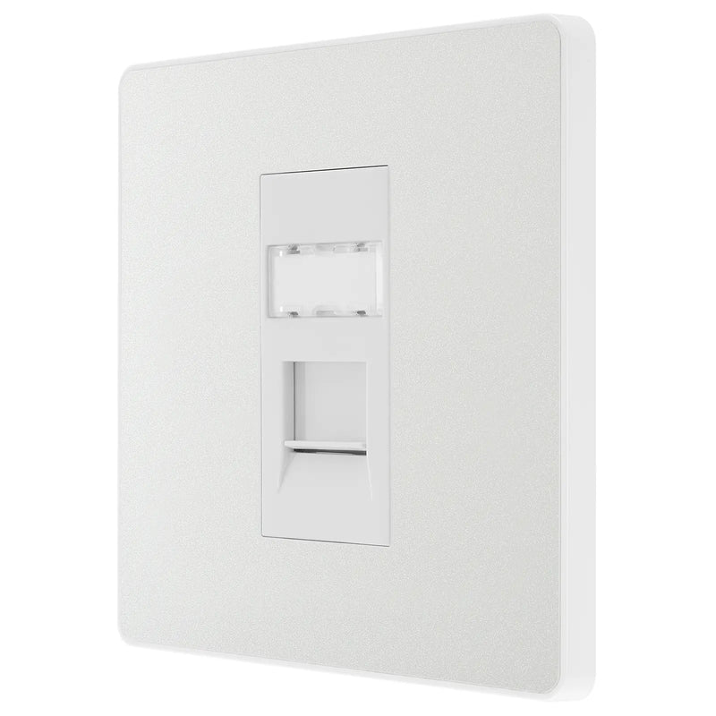 BG Electrical Evolve Pearlescent White - Single, RJ45 telephone socket