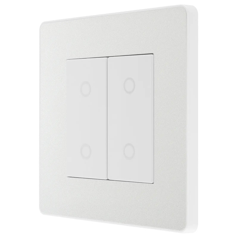 BG Electrical Evolve Pearlescent White - Double, 2 way touch, 200W, secondary