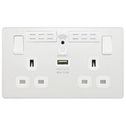 BG Electrical Evolve Pearlescent White - Double, switched, single pole, WiFi Extender + USB A