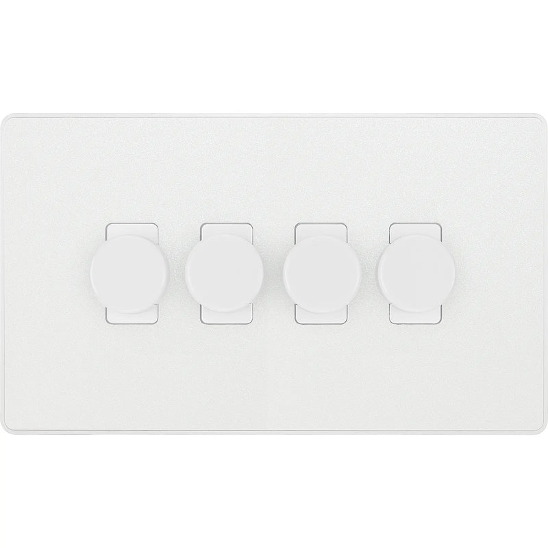 BG Electrical Evolve Pearlescent White - Quadruple, 2 way push 200W