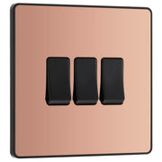 BG Electrical Evolve Polished Copper - Triple, 2 way switch