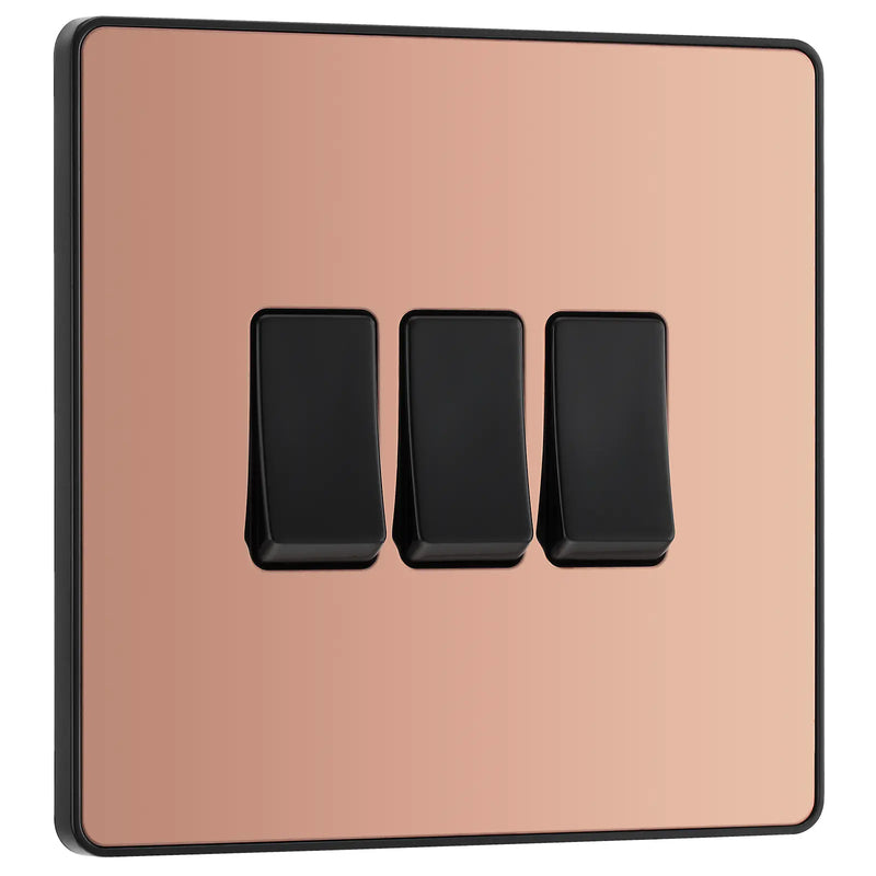 BG Electrical Evolve Polished Copper - Triple, 2 way switch