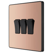 BG Electrical Evolve Polished Copper - Triple, 2 way switch
