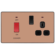 BG Electrical Evolve Polished Copper - 45A double pole with switched socket and indicators