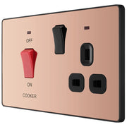 BG Electrical Evolve Polished Copper - 45A double pole with switched socket and indicators