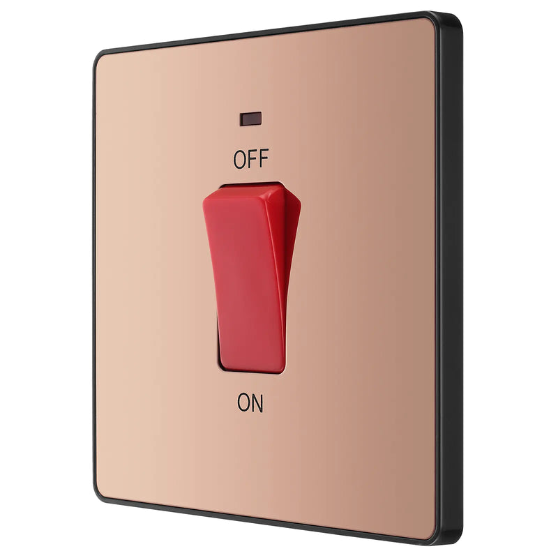BG Electrical Evolve Polished Copper - 45A, double pole, single plate, with indicator