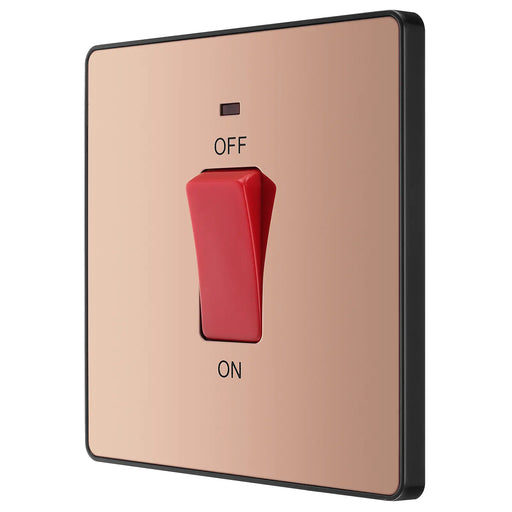 BG Electrical Evolve Polished Copper - 45A, double pole, single plate, with indicator