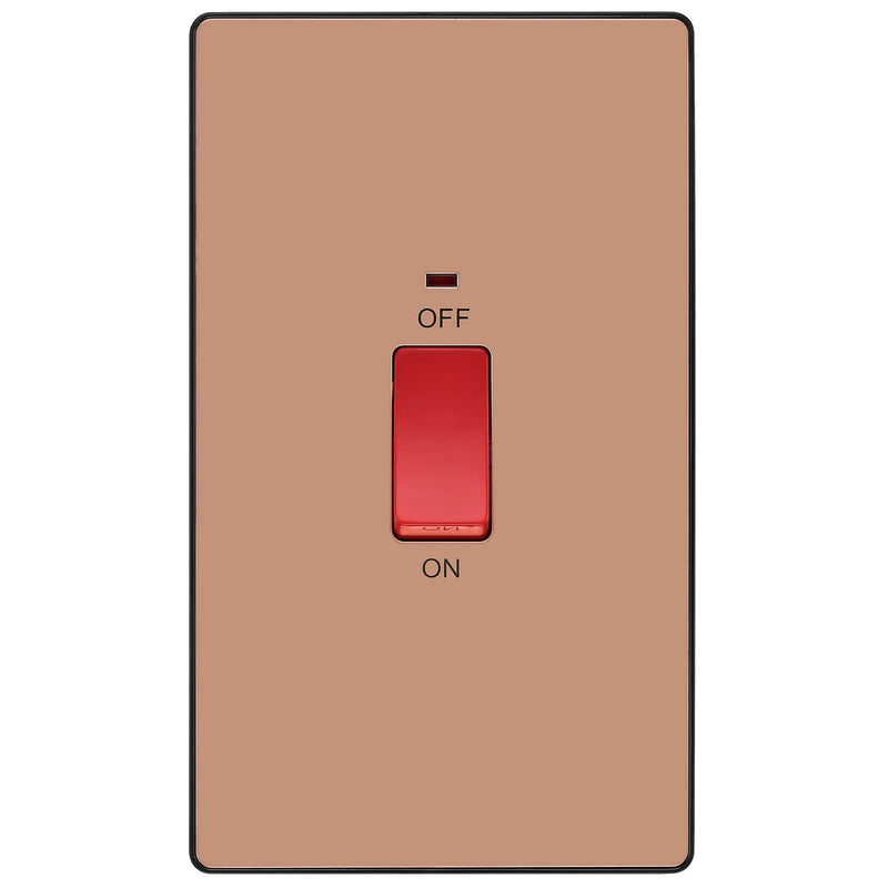 BG Electrical Evolve Polished Copper - 45A, double pole, large plate, with indicator