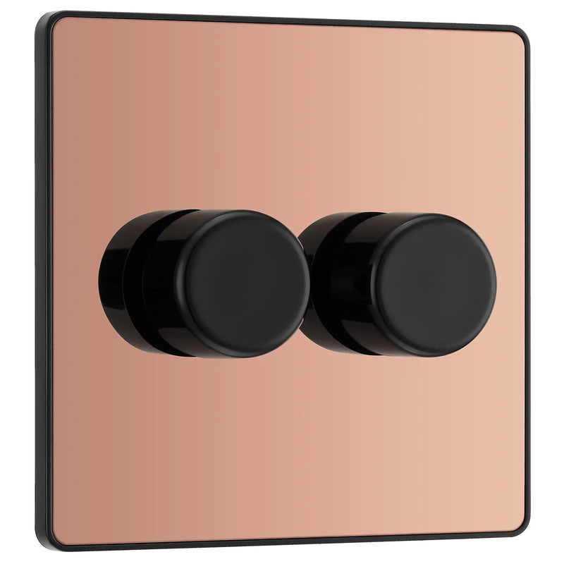 BG Electrical Evolve Polished Copper - Double, 2 way push 200W