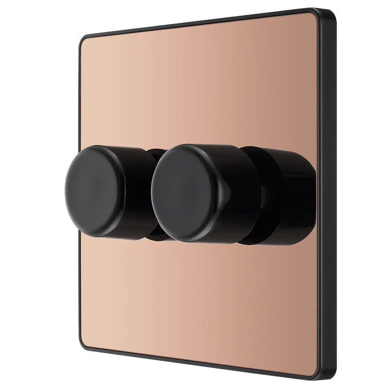 BG Electrical Evolve Polished Copper - Double, 2 way push 200W