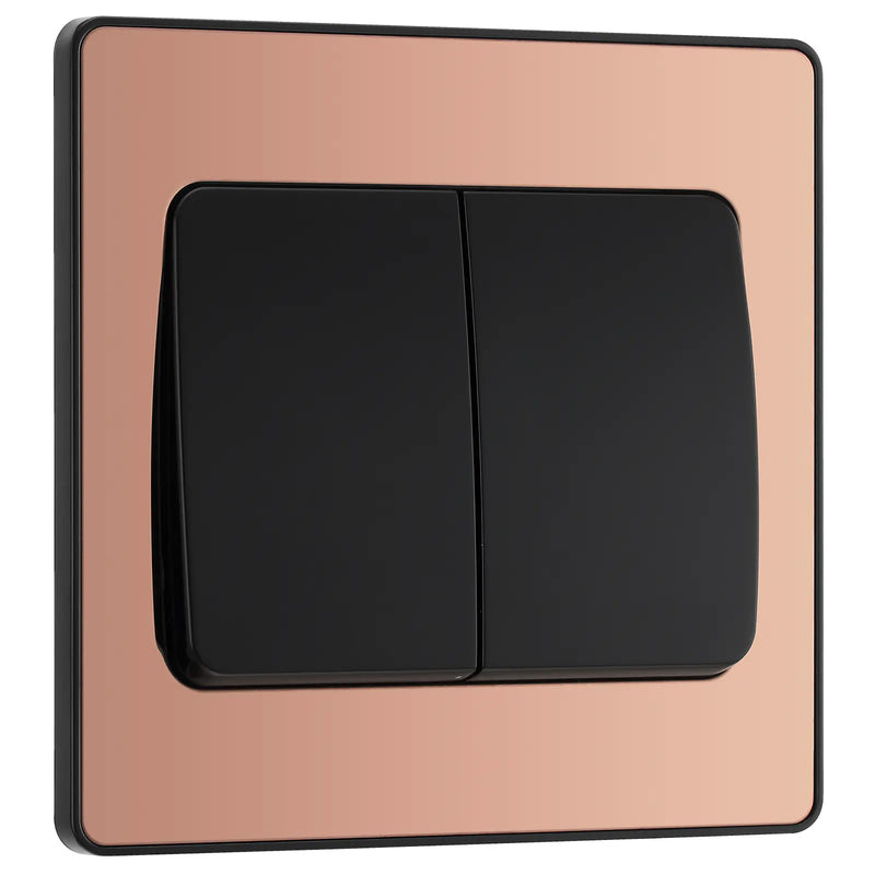 BG Electrical Evolve Polished Copper - Double, 2 way switch, wide rocker